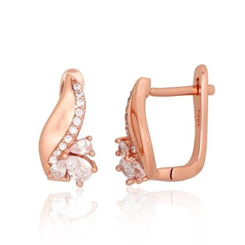 Silver earrings with 'english' lock with Zirkons