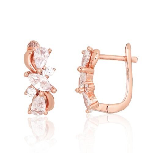 Silver earrings with 'english' lock with Zirkons