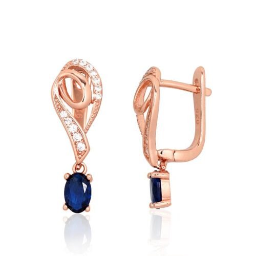 Silver earrings with 'english' lock with Zirkons
