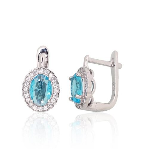 Silver earrings with 'english' lock with Zirkons