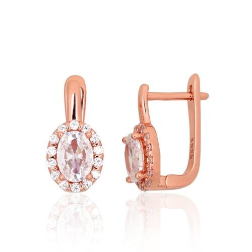 Silver earrings with 'english' lock with Zirkons
