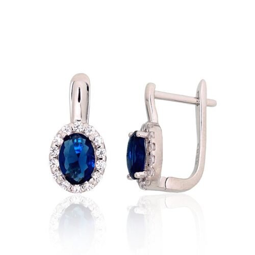 Silver earrings with 'english' lock with Zirkons