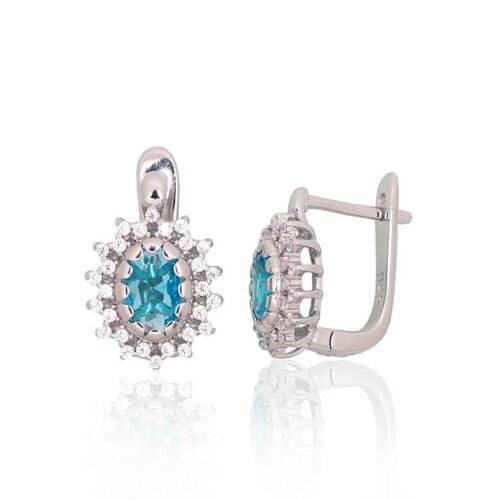 Silver earrings with 'english' lock with Zirkons