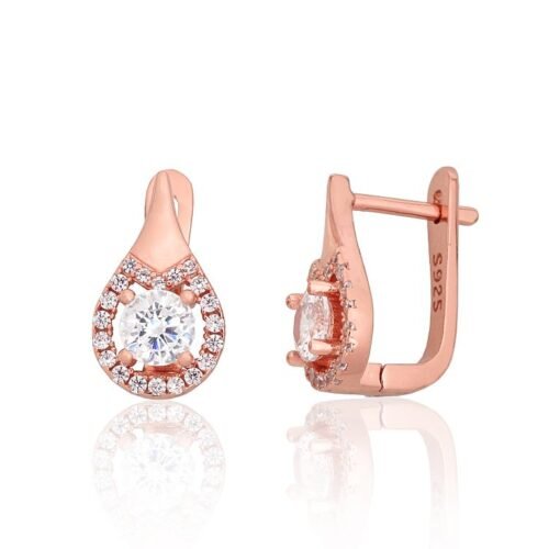 Silver earrings with 'english' lock with Zirkons