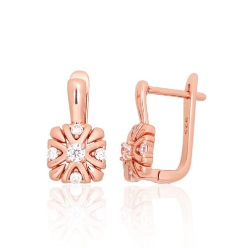 Silver earrings with 'english' lock with Zirkons