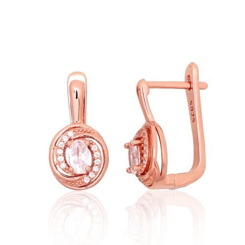 Silver earrings with 'english' lock with Zirkons
