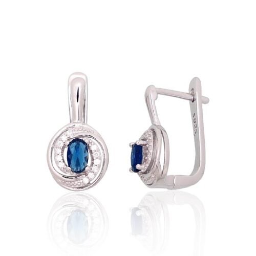 Silver earrings with 'english' lock with Zirkons