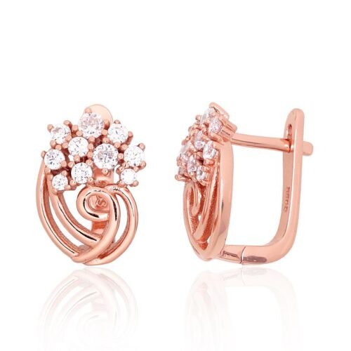 Silver earrings with 'english' lock with Zirkons