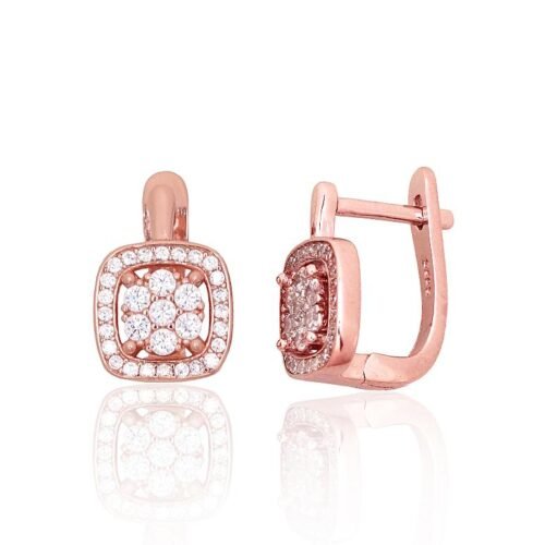 Silver earrings with 'english' lock with Zirkons