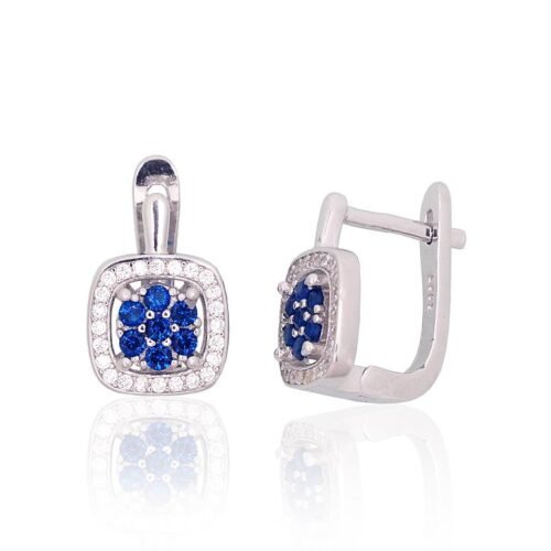 Silver earrings with 'english' lock with Zirkons