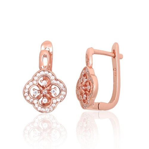 Silver earrings with 'english' lock with Zirkons