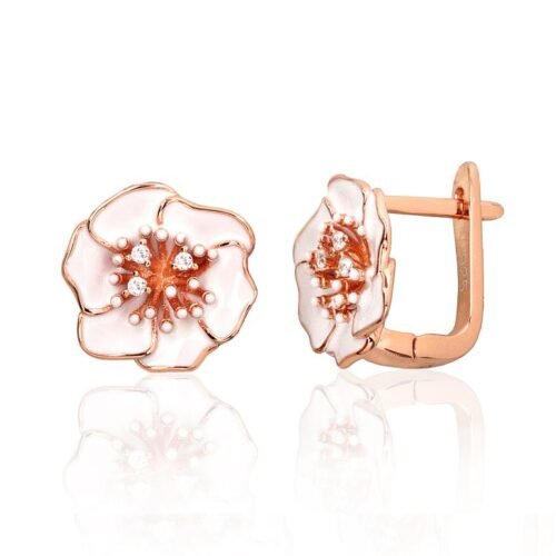Silver earrings with 'english' lock with Zirkons , Jewelery enamel