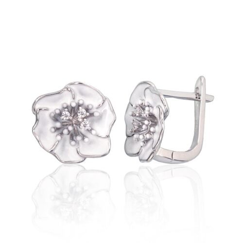 Silver earrings with 'english' lock with Zirkons , Jewelery enamel