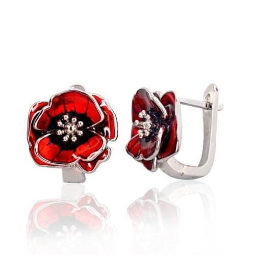 Silver earrings with 'english' lock with Jewelery enamel