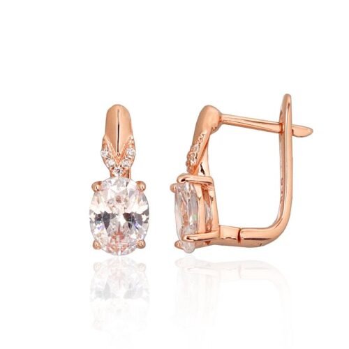 Silver earrings with 'english' lock with Zirkons