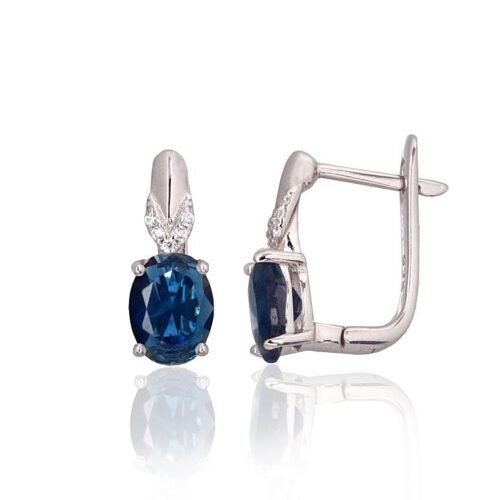 Silver earrings with 'english' lock with Zirkons