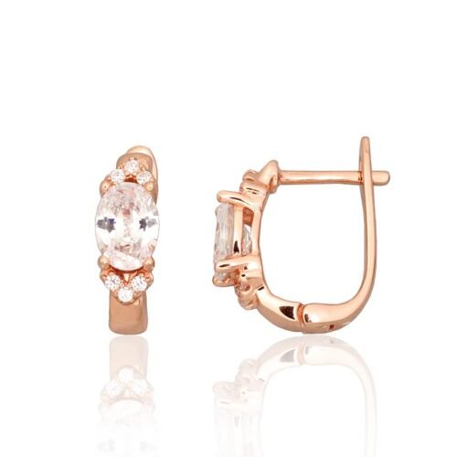 Silver earrings with 'english' lock with Zirkons