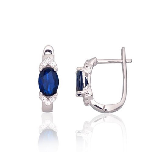 Silver earrings with 'english' lock with Zirkons