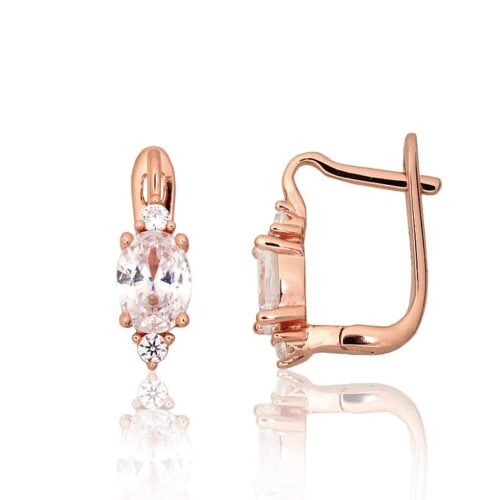 Silver earrings with 'english' lock with Zirkons