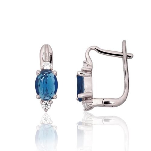 Silver earrings with 'english' lock with Zirkons
