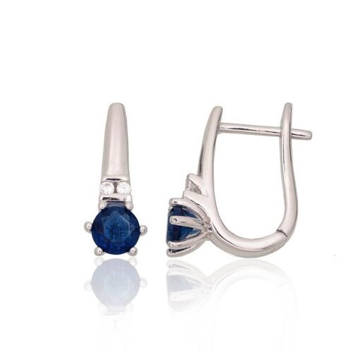 Silver earrings with 'english' lock with Zirkons
