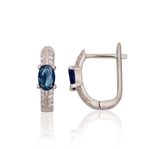 Silver earrings with 'english' lock with Zirkons