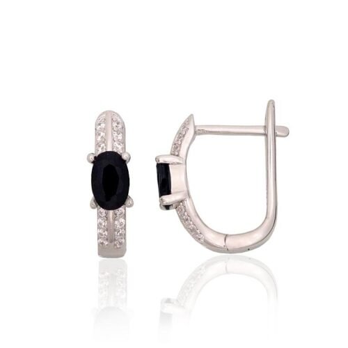 Silver earrings with 'english' lock with Zirkons