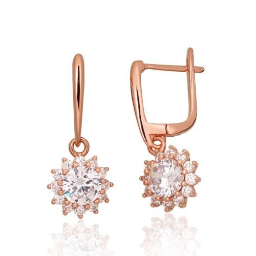 Silver earrings with 'english' lock with Zirkons