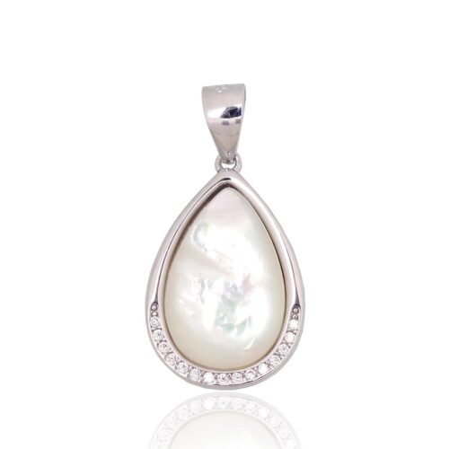 Silver pendant with Zirkons , Mother-of-pearl