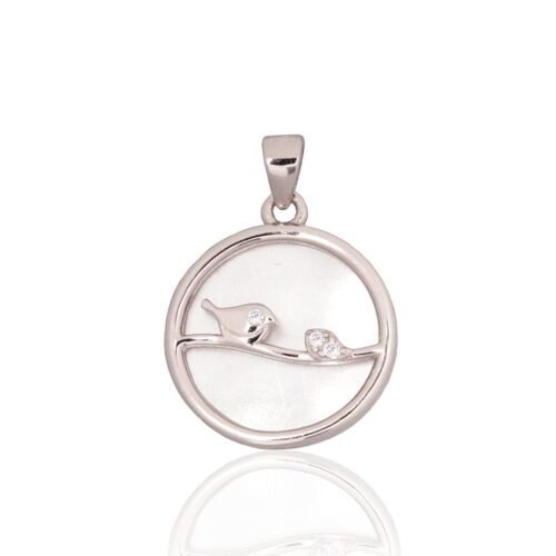 Silver pendant with Zirkons , Mother-of-pearl