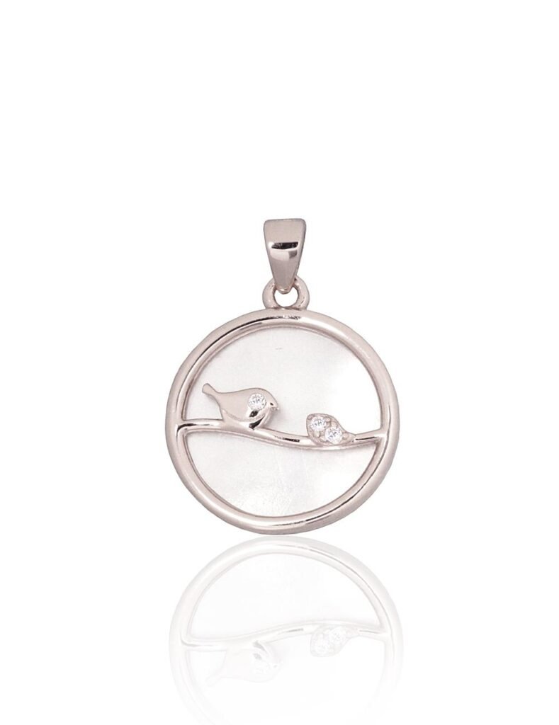 Silver pendant with Zirkons , Mother-of-pearl