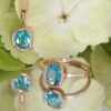 Gold ring with Diamonds , Blue Topaz - Image 2