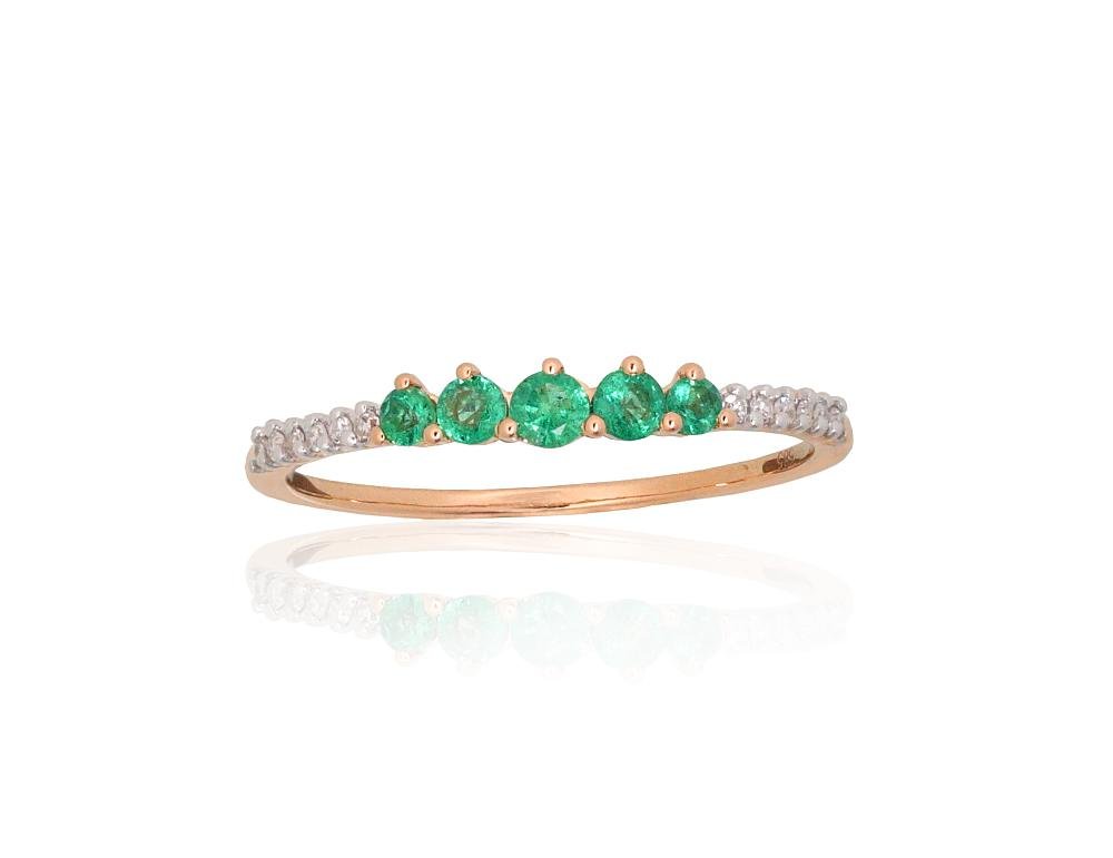 Gold ring with Diamonds , Emerald
