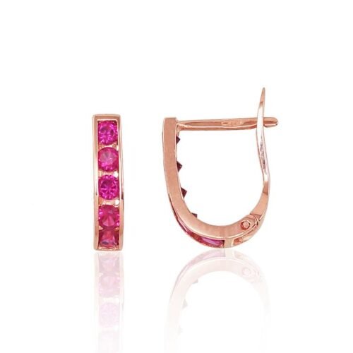 Gold earrings with 'english' lock with Zirkons