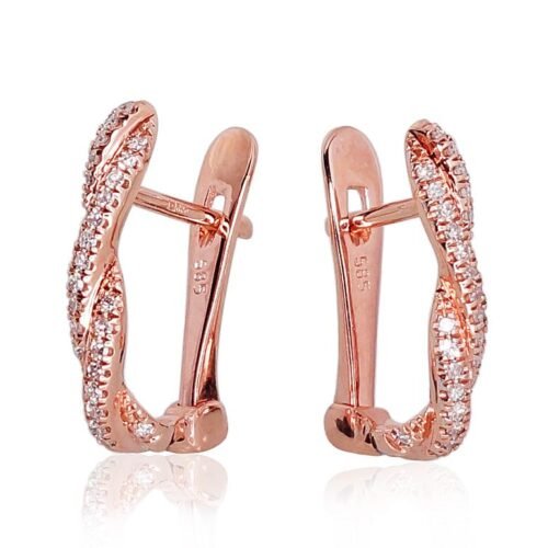 Alternative view of Gold earrings with 'english' lock with Diamonds