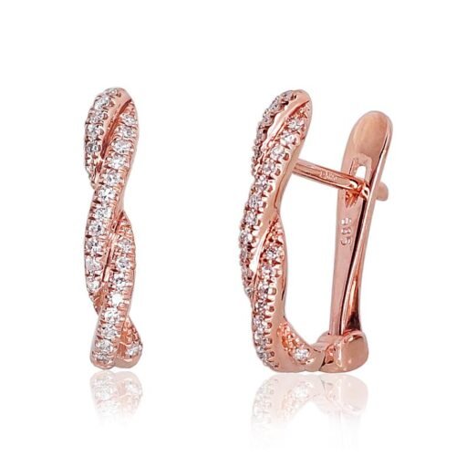 Gold earrings with 'english' lock with Diamonds