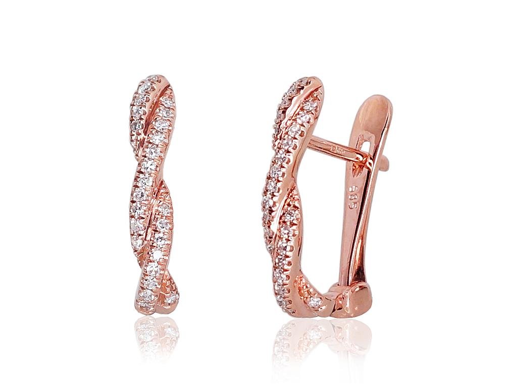 Gold earrings with 'english' lock with Diamonds