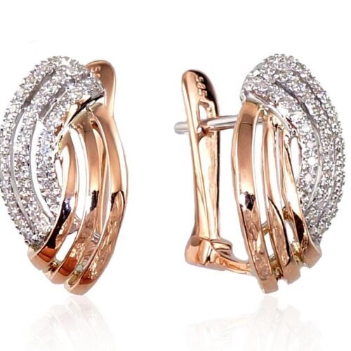 Gold earrings with 'english' lock with Diamonds