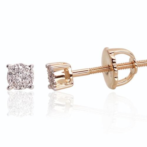 Gold screw studs earrings with Diamonds
