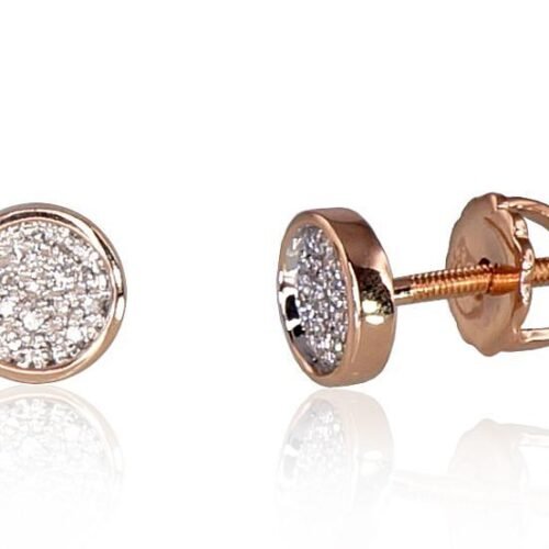 Gold screw studs earrings with Diamonds