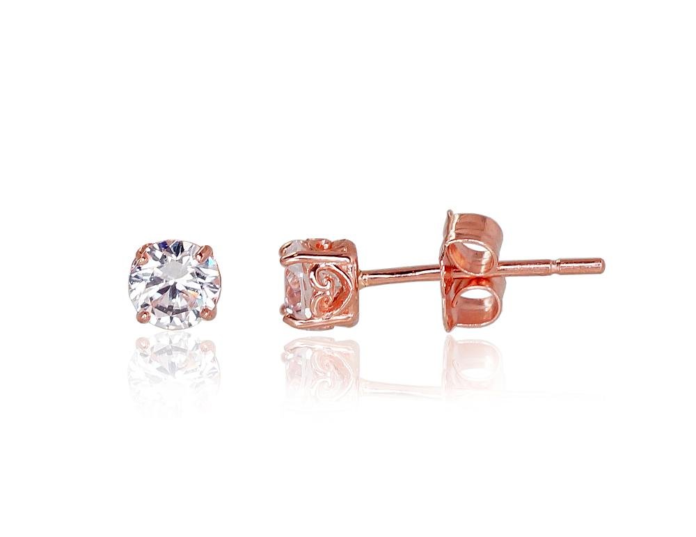 Gold classic studs earrings with Zirkons
