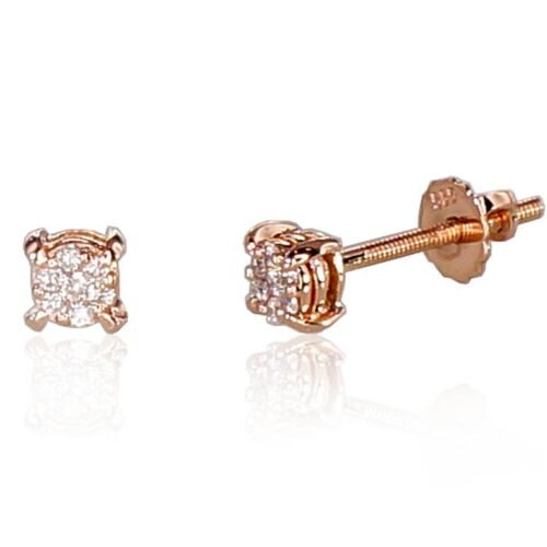 Gold screw studs earrings with Diamonds