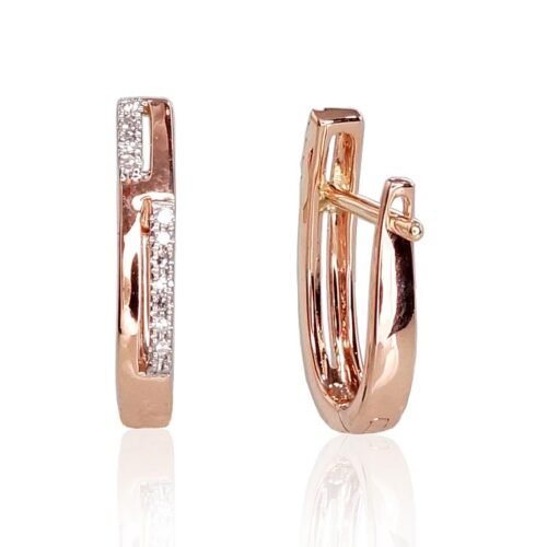 Alternative view of Gold earrings with 'english' lock with Diamonds