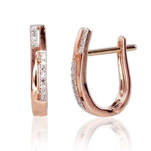 Gold earrings with 'english' lock with Diamonds
