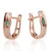 Gold earrings with 'english' lock with Diamonds , Emerald - Image 2