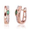 Gold earrings with 'english' lock with Diamonds , Emerald