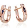 Gold earrings with 'english' lock with Diamonds , Sapphire - Image 2