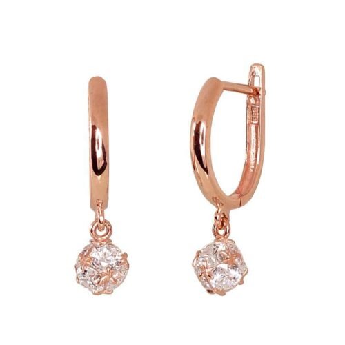 Gold earrings with 'english' lock with Zirkons