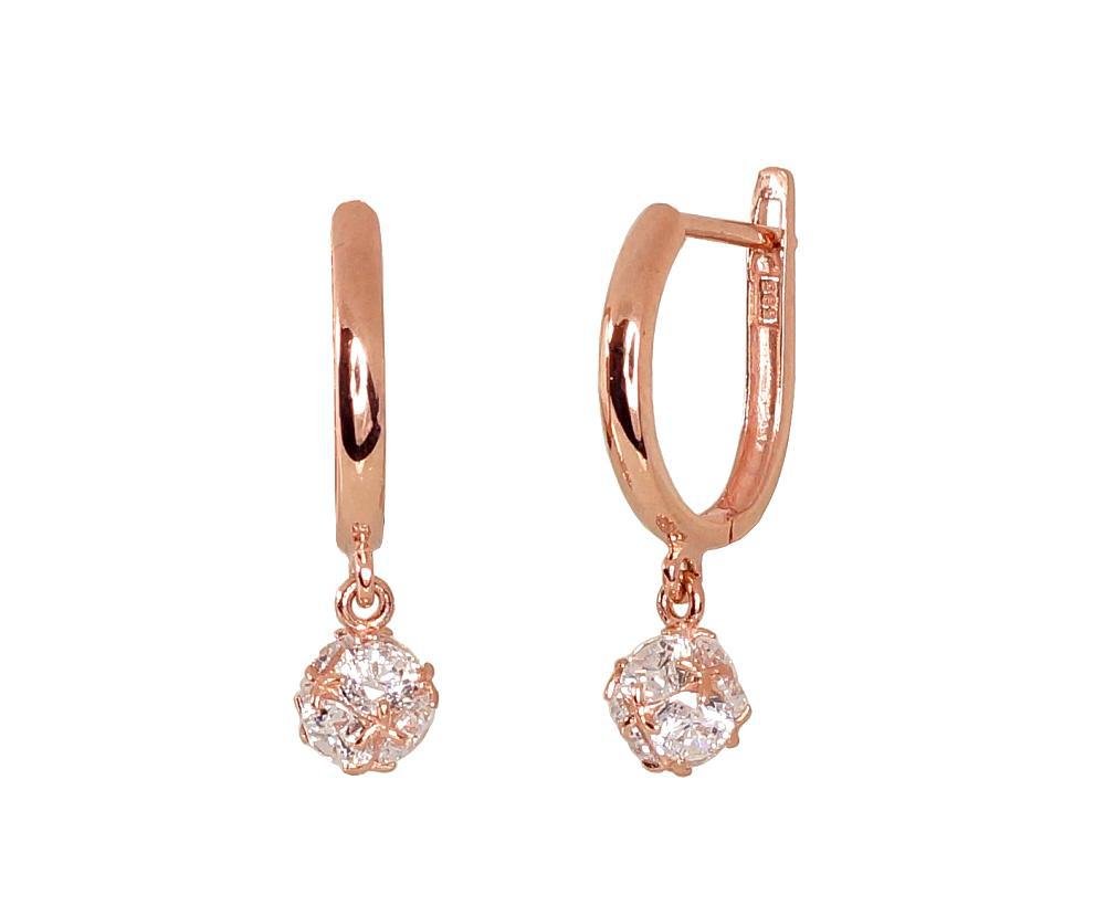 Gold earrings with 'english' lock with Zirkons