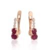 Gold earrings with 'english' lock with Diamonds , Ruby - Image 2